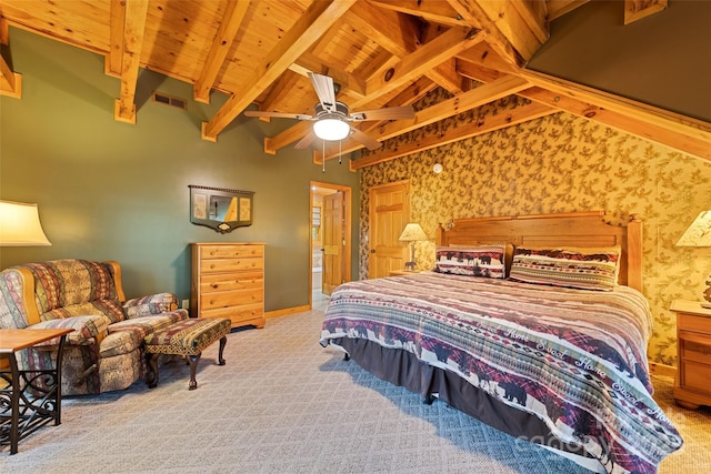 536 Tawodi Trl, Maggie Valley, NC 28751 - bedroom featuring carpet, wood ceiling, and ceiling fan
