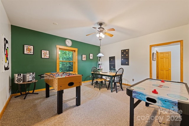 536 Tawodi Trl, Maggie Valley, NC 28751 - rec room with carpet, a ceiling fan, and baseboards