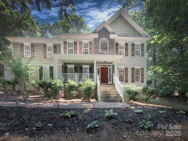 155 Culpeze Rd, Mooresville, NC 28117 - view of front of property with a porch and stone siding