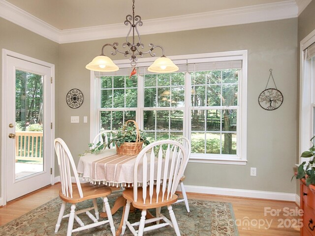 155 Culpeze Rd, Mooresville, NC 28117 - dining area with healthy amount of natural light, ornamental molding, and wood finished floors