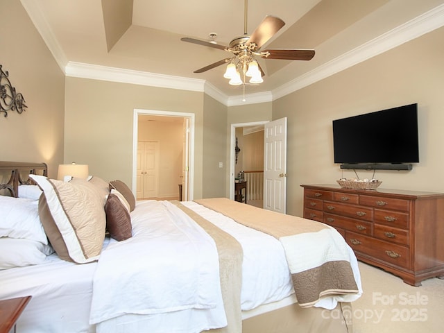 155 Culpeze Rd, Mooresville, NC 28117 - bedroom featuring crown molding, ceiling fan, light carpet, and ensuite bathroom
