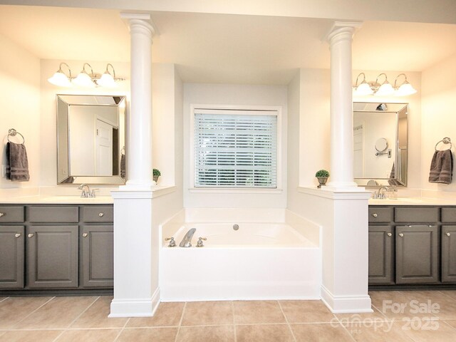 155 Culpeze Rd, Mooresville, NC 28117 - bathroom with ornate columns, two vanities, and a bath