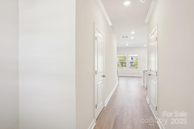 1730 Old Rivers Rd, Concord, NC 28027 - hall featuring ornamental molding, recessed lighting, wood finished floors, and baseboards