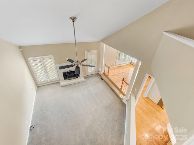 5104 Top Seed Ct, Charlotte, NC 28226 - unfurnished living room with ceiling fan and wood finished floors