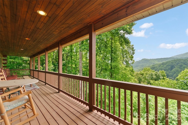 314 Prosperity Rdg, Waynesville, NC 28785 - wooden terrace with a mountain view and a wooded view