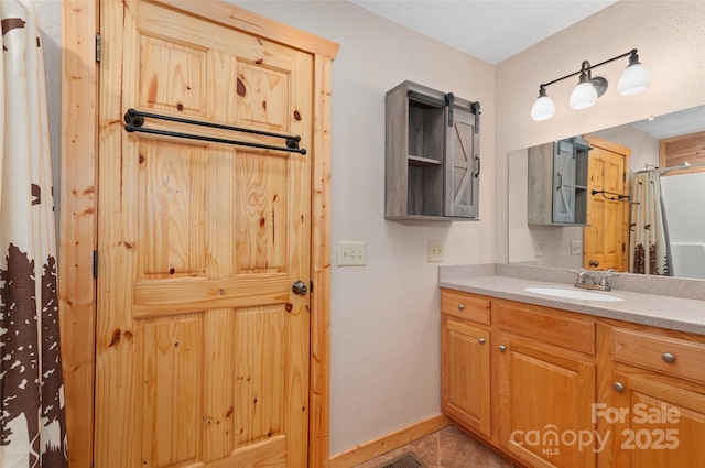 314 Prosperity Rdg, Waynesville, NC 28785 - full bathroom featuring vanity, baseboards, and a shower with curtain