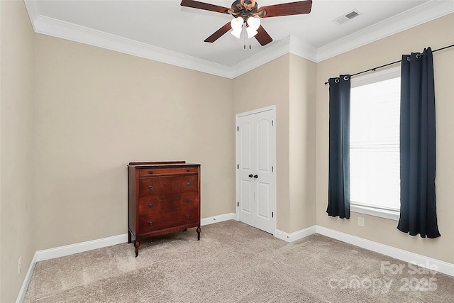 1397 Tupelo Rd, Clover, SC 29710 - unfurnished bedroom featuring crown molding, carpet flooring, baseboards, and ceiling fan