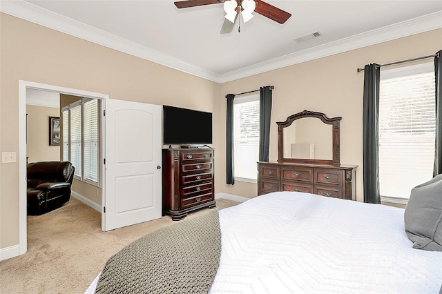 1397 Tupelo Rd, Clover, SC 29710 - bedroom featuring light carpet, ornamental molding, baseboards, and a ceiling fan