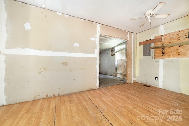 245 Walt Corriher Rd, China Grove, NC 28023 - empty room featuring wood finished floors, electric panel, and a ceiling fan