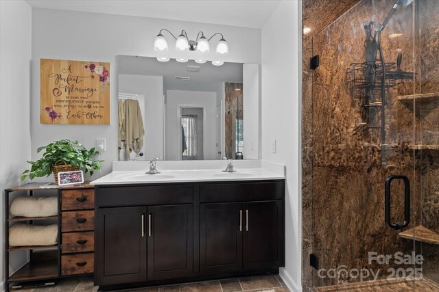 301 Wheat Field Dr, Mount Holly, NC 28120 - full bath with double vanity and a stall shower