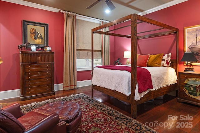 231 N Main St, Hendersonville, NC 28792 - bedroom featuring wood finished floors, crown molding, baseboards, and ceiling fan