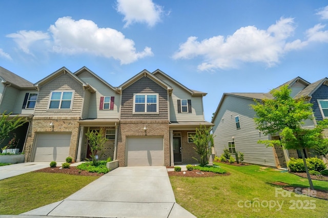 5334 Orchid Bloom Dr, Fort Mill, SC 29707 - view of front of property featuring concrete driveway, a front lawn, brick siding, and an attached garage