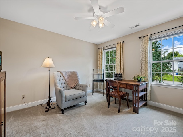 7 Mill Stone Dr, Asheville, NC 28803 - carpeted office space featuring baseboards and ceiling fan