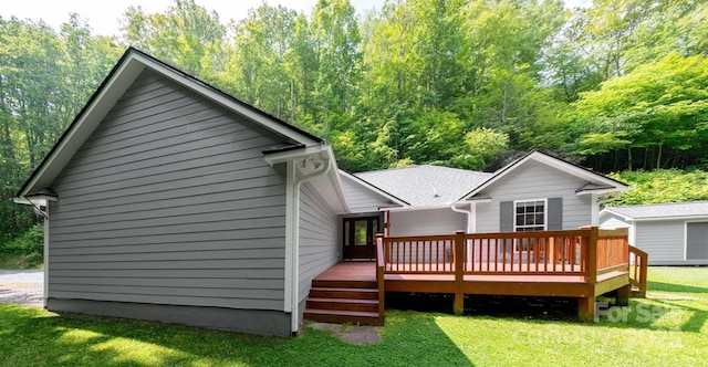 178 Susanna Cove Rd, Mars Hill, NC 28754 - back of property featuring a wooden deck and a lawn