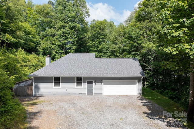 178 Susanna Cove Rd, Mars Hill, NC 28754 - view of front of home with driveway, crawl space, an attached garage, and a chimney
