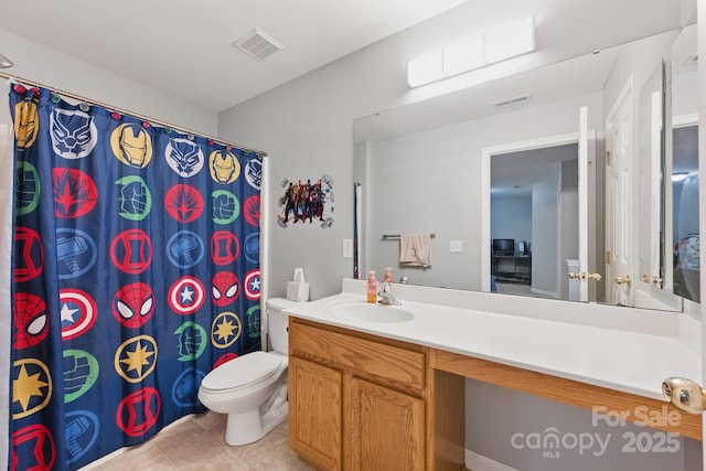 158 Snead Rd, Fort Mill, SC 29715 - bathroom with vanity, tile patterned floors, and a shower with shower curtain