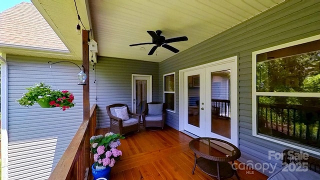 3633 Longpond Ln, Monroe, NC 28110 - wooden deck with french doors and ceiling fan