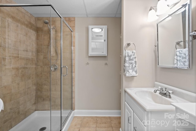 315 Red Barn Trl, Matthews, NC 28104 - bathroom with vanity, a shower stall, and tile patterned flooring