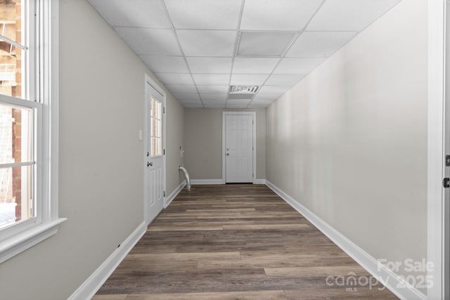315 Red Barn Trl, Matthews, NC 28104 - hallway with a drop ceiling, wood finished floors, and healthy amount of natural light