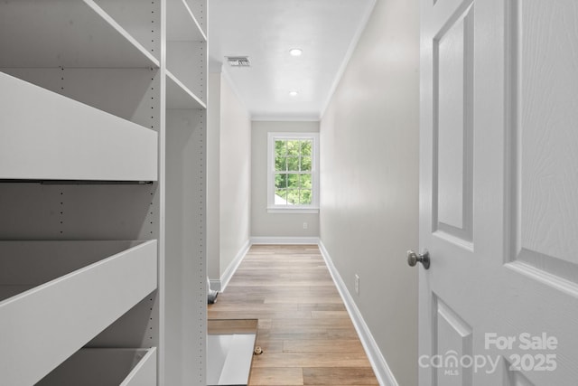 315 Red Barn Trl, Matthews, NC 28104 - corridor featuring ornamental molding and wood finished floors