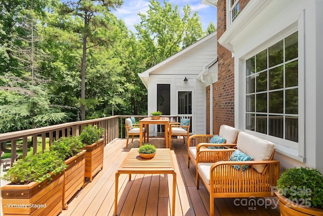 315 Red Barn Trl, Matthews, NC 28104 - wooden terrace with an outdoor living space