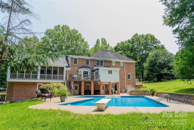 315 Red Barn Trl, Matthews, NC 28104 - rear view of house with stairway, brick siding, and a patio area