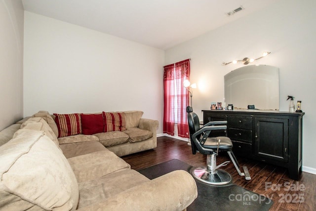 107 Golden Valley Dr, Mooresville, NC 28115 - living area featuring dark wood-type flooring and baseboards