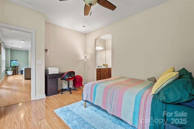 137 Leaning Tower Dr, Mooresville, NC 28117 - bedroom featuring light wood finished floors, baseboards, and a ceiling fan