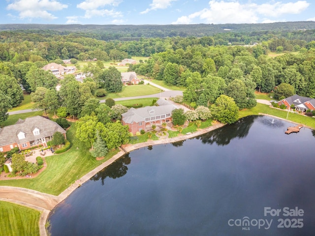 6823 Manatee Dr, Concord, NC 28025 - aerial view of property's location with a heavily wooded area and a large body of water