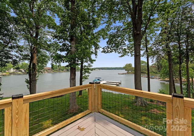 5075 Lakeview Cir, Sherrills Ford, NC 28673 - wooden terrace with a water view and a yard