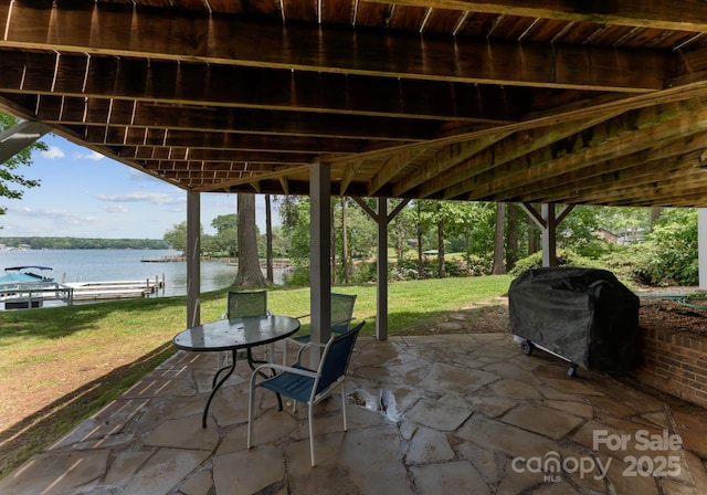 5075 Lakeview Cir, Sherrills Ford, NC 28673 - view of patio featuring grilling area and a water view
