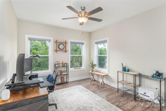 17 Baxter Woods Ln, Candler, NC 28715 - office area with wood finished floors and a ceiling fan