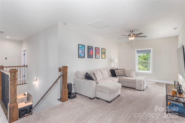 17 Baxter Woods Ln, Candler, NC 28715 - living area featuring light carpet and a ceiling fan