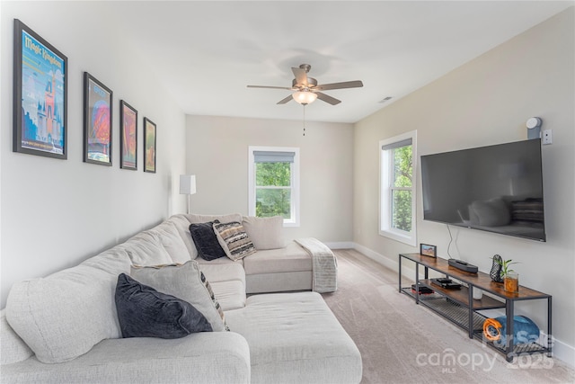 17 Baxter Woods Ln, Candler, NC 28715 - living area with ceiling fan and light carpet