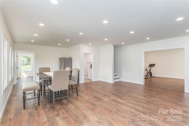 17 Baxter Woods Ln, Candler, NC 28715 - dining area featuring stairs, wood finished floors, and recessed lighting