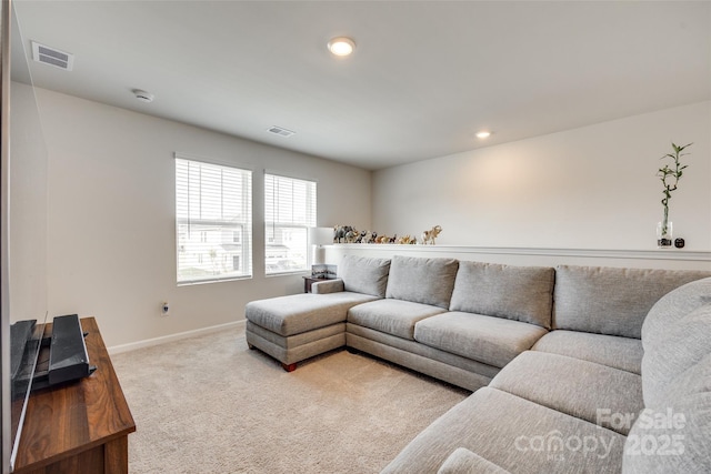 322 Olympia Way, York, SC 29745 - living room featuring carpet, baseboards, and recessed lighting