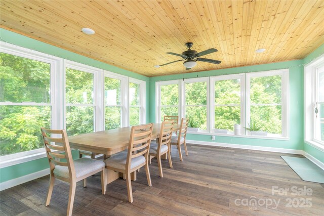 198 Anita Ln, Lexington, NC 27295 - sunroom / solarium featuring baseboards, wooden ceiling, wood finished floors, and a deck
