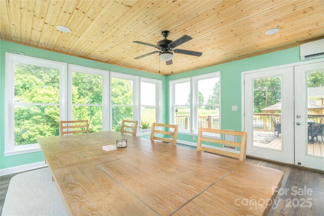 198 Anita Ln, Lexington, NC 27295 - sunroom with french doors, wood ceiling, healthy amount of natural light, and wood finished floors