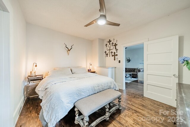 7901 Bud Henderson Rd, Huntersville, NC 28078 - bedroom with wood finished floors and ceiling fan