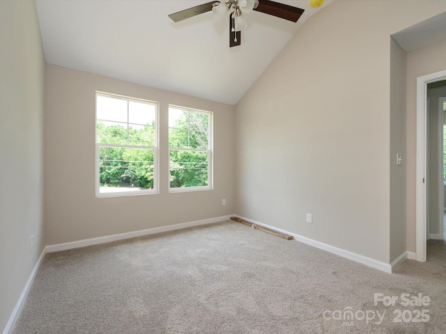 614 Kings Mountain St, Clover, SC 29710 - carpeted empty room with vaulted ceiling and a ceiling fan