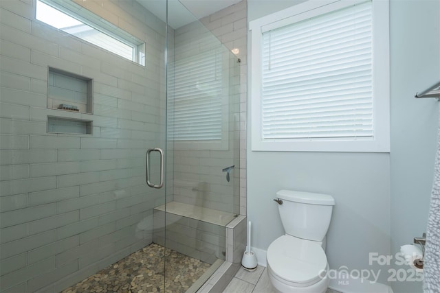 253 Flat Creek Rd, Black Mountain, NC 28711 - full bathroom with toilet, a stall shower, and tile patterned flooring