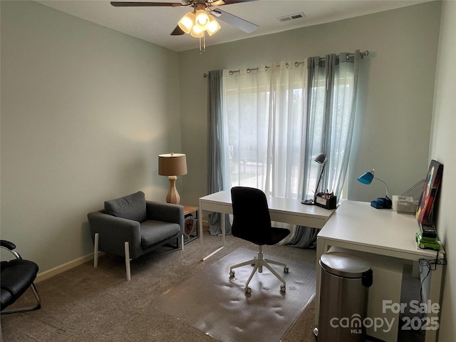 210 Rhyne St, Stanley, NC 28164 - carpeted office space featuring a ceiling fan and baseboards