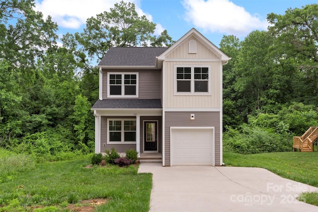 510 3rd St, Salisbury, NC 28144 - view of front of house with driveway, an attached garage, a shingled roof, and a front lawn