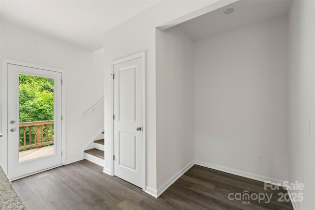 510 3rd St, Salisbury, NC 28144 - interior space with dark wood finished floors, stairs, and baseboards
