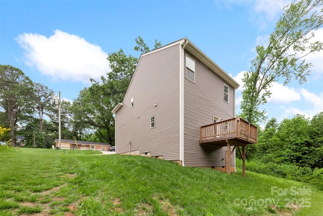 510 3rd St, Salisbury, NC 28144 - view of property exterior with a wooden deck and a lawn
