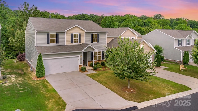 2037 Christopher Wood Ct, Fort Mill, SC 29707 - traditional home featuring driveway, a garage, a yard, and roof with shingles