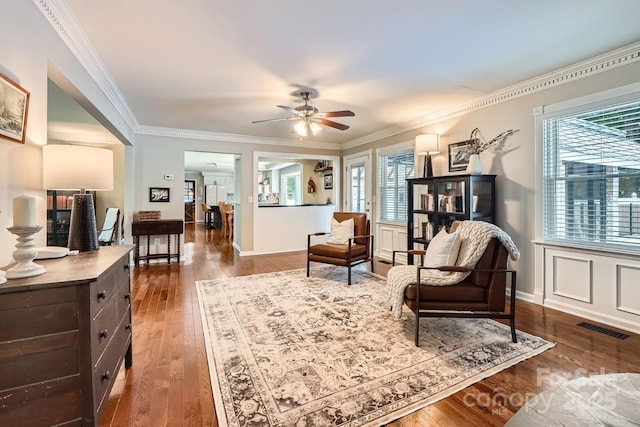 1175 18th Ave NE, Hickory, NC 28601 - sitting room with ceiling fan, wood-type flooring, and ornamental molding