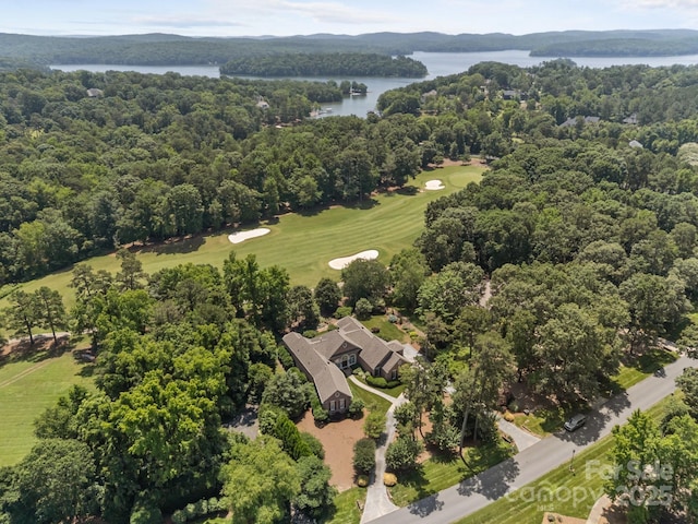1629 Southpoint Ln, New London, NC 28127 - aerial overview of property's location featuring a large body of water, a golf course, and a heavily wooded area