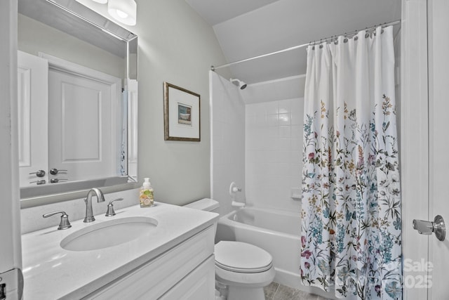 1629 Southpoint Ln, New London, NC 28127 - full bathroom featuring vanity, shower / bath combination with curtain, and toilet