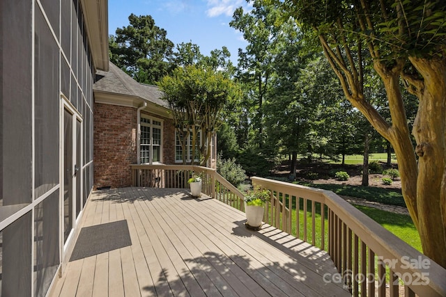 1629 Southpoint Ln, New London, NC 28127 - wooden deck featuring view of wooded area